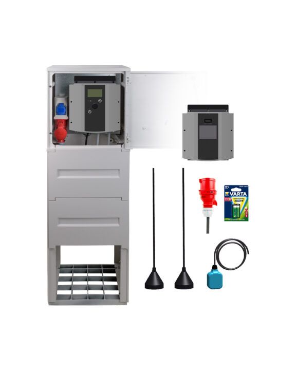 Die Steuerungstechnik für die Jung Pumpen PKS 800 & MultiCut, inklusive Schaltschrank, Schwimmerschaltern und Zubehör.