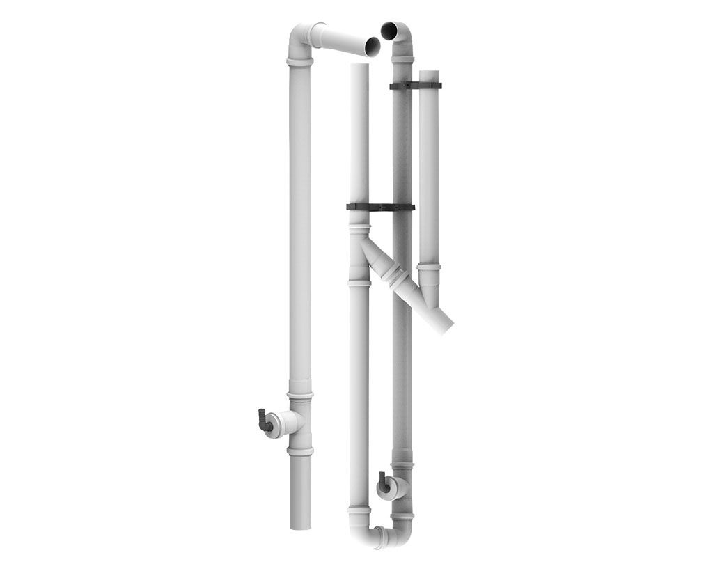 Detailansicht der Heber-Komponenten, die als Teil der Anlagentechnik der AQUATO STABI-KOM dienen.